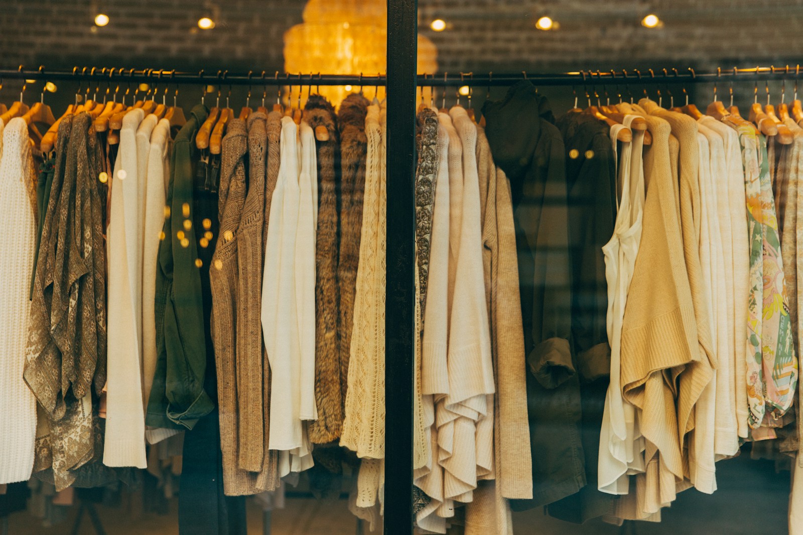 Clothing arranged on a fashion rack